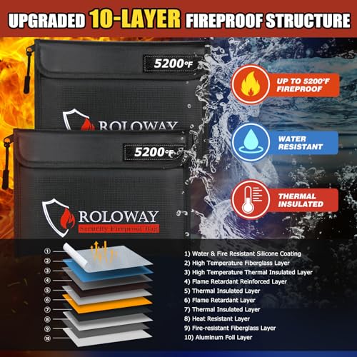 6400℉ Fireproof Document Bag (14.5 x 11.5 inch) and Fireproof Bag - Image 8