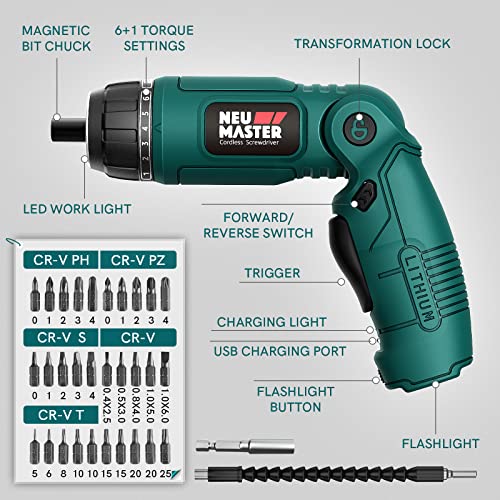 NEU MASTER Cordless Screwdriver, 4V Electric Screwdriver | Hand Tools - Image 7