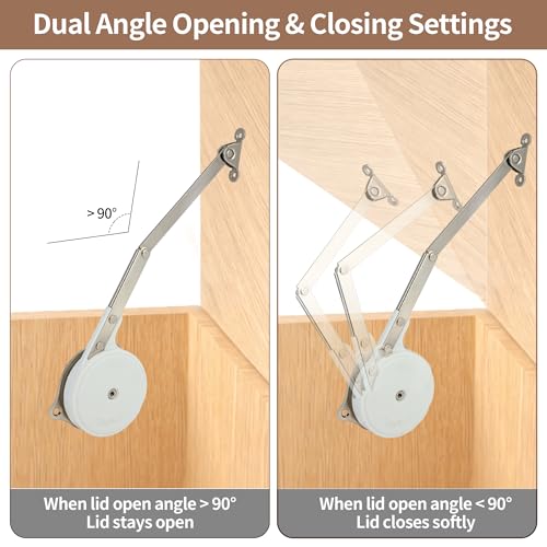 2 Pack Toy Box Hinges, Soft Close Hinges with Multi-Angle - Image 7