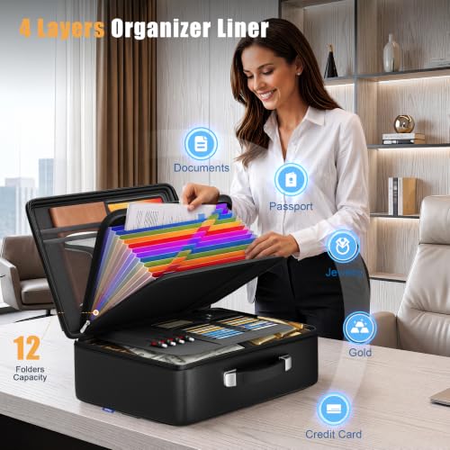 Fireproof Document Box, Hard Briefcase Fireproof Safe for Home - Image 7