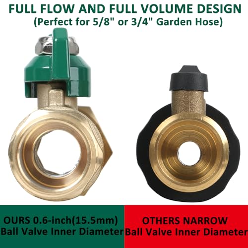 Full Flow Brass Garden Hose Shut Off Valve, Heavy Duty 1-Way No - Image 7