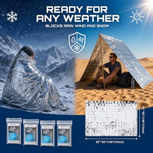 Mylar Emergency Blankets 4 Pack 54" x 84", Thermal | Beauty & Personal - Image 8