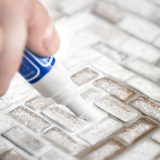 Grout Pen Tile Paint Marker: Terracotta 1 Pack and 2 Pack White with Extra Tips (Narrow, 5mm) - Waterproof Tile Grout Colorant Marker for Cleaner Looking Floors & Whitener Without Bleach
