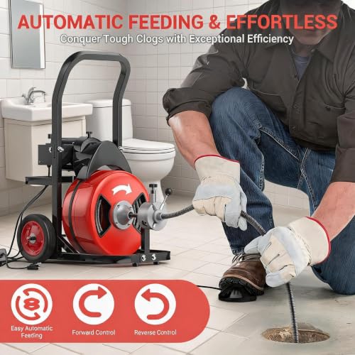 MAXSA Drain Cleaner Machine, 100 ft x 3/4 Inch Auto Feed Sewer - Image 7