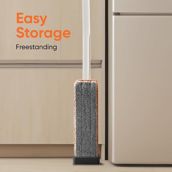 Superio Self-Wringing Microfiber Cleaning Mop, Hands-Free Miracle Flat Mop with Wringing Blade for Home, Kitchen, Bathroom - Hardwood, Laminate, Tile
