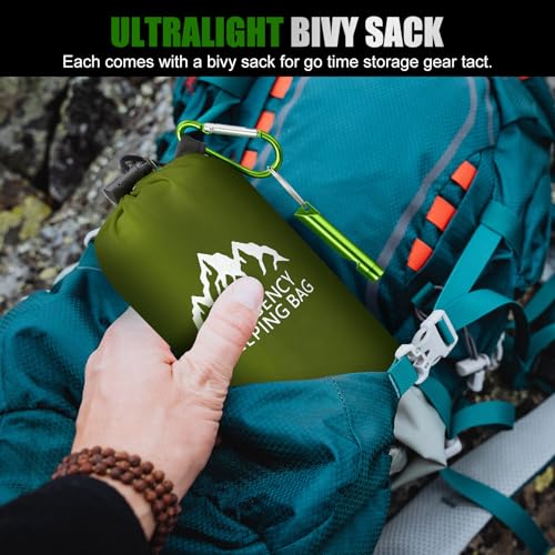 6 Pcs XL Emergency Sleeping Bag Waterproof Bivy Sack Whistle - Image 7