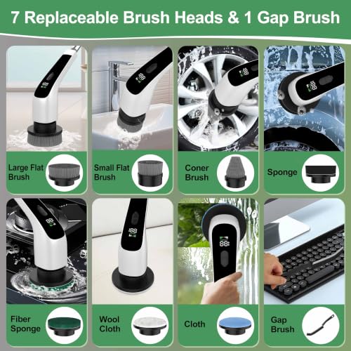 Electric Spin Scrubber, Bathroom Scrubber LED Digital Display - Image 7