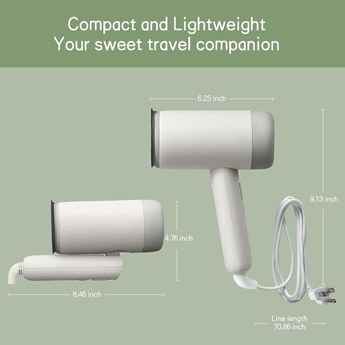 ISHEEP Mini Portable handheld clothes steamers Travel size small dry and wet clothes Steam Iron Foldable,40-Second Fast Heat-up,1200W,12Mins Auto-Off Portable Iron Steamer with 140ml Water Tank,H2