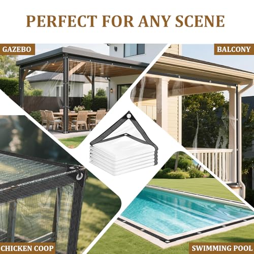 Clear Tarp with Grommets 3x6ft, 14 Mil PVC Heavy Duty Waterproof - Image 7