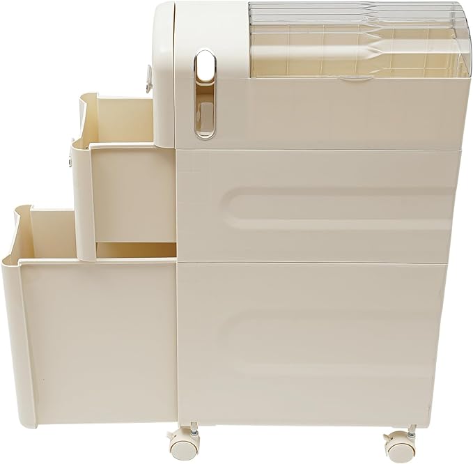 3-Tier Slim Narrow Bathroom Floor Storage Cabinet with Toilet Paper Slot,3 Drawers Movable Storage Cabinet for Living Room,Bedroom,Kitchen