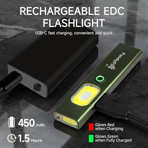 Flat EDC Flashlight Rechargeable Small LED 3-in-1 Pocket Light - Image 8