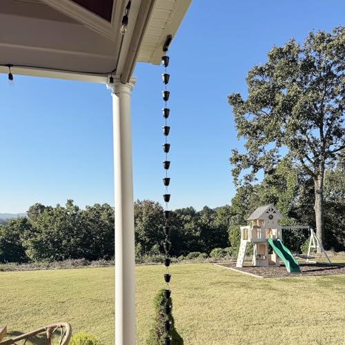 Black Metal Gutter Downspout Rain Chain Adapter - Image 8