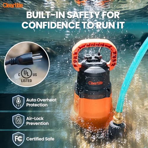 1 HP Submersible Utility Water Pump, 4500 GPH Sump Pump - Image 7