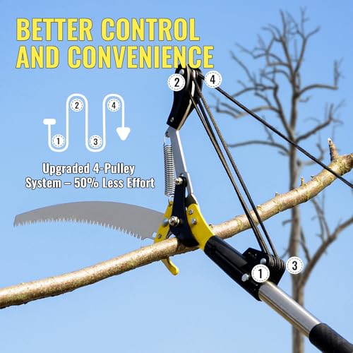 10.5FT Pole Saw for Tree Trimming, 2-In-1 Manual Tree - Image 7