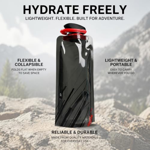 Collapsible Water Bottles 6 Pack with Folding Cutlery Set - Image 8