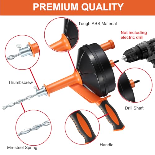 Drain Auger, Clog Remover with Drill Adapter - Image 7