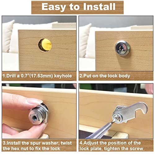 3 Pack Cabinet Locks with Keys, 5/8" Cam Lock keyed Alike - Image 7