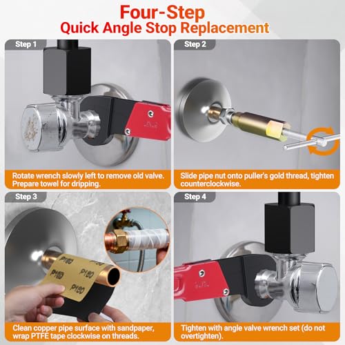 Preciva 9PCS Angle Stop Wrench Kit,2-in-1 Faucet Wrench | Hand Tools - Image 8