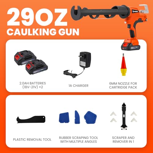 VISHIGH Cordless Caulking Gun 29 oz with 2 Batteries 2Ah, Auto - Image 7
