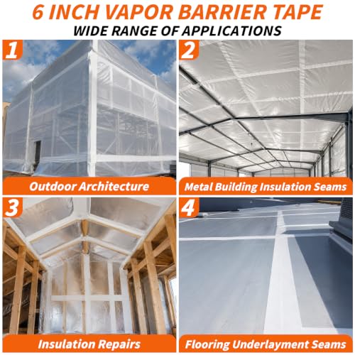 1 Roll Vapor Barrier Tape 6 Inch x 200 FT Polyethylene Moisture - Image 8