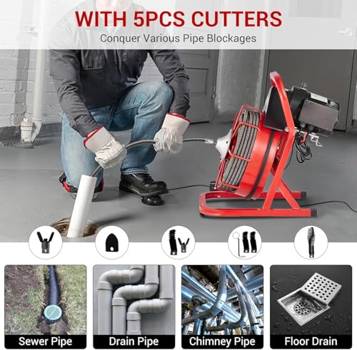 Heavy Duty Electric Drain Cleaning Machine – 75FT x 1/2" - Image 7