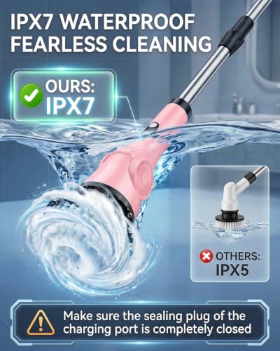 Electric Spin Scrubber, 3-Speed Shower Scrubber with Long - Image 7