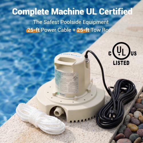Pool Cover Water Remove Pump 1/4HP, 115V, Automatic, Submersible - Image 8