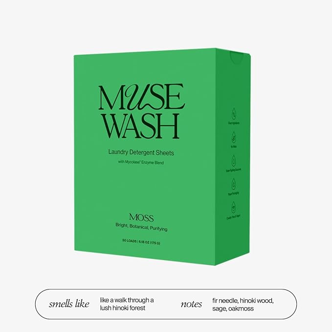 Laundry Detergent Sheets | Enzyme-Powered, Vegan, Paraben-Free | Luxury Scents | Plastic-Free, Eco-Friendly, Travel-Friendly Packaging (100 Loads - 2 Boxes, MOSS)