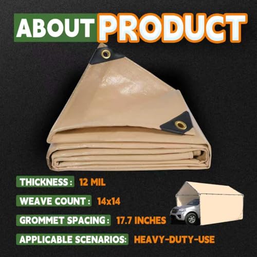 RAINDEWAY 10' X 15' Heavy Duty Tan Poly Tarp Multipurpose - Image 7