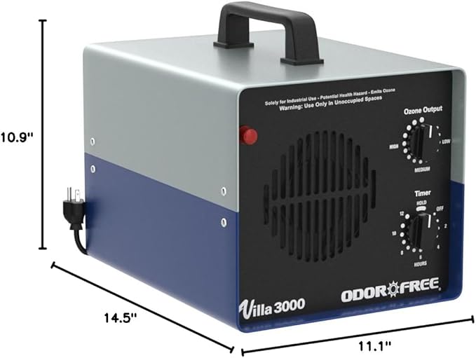 Villa 3000 Ozone Generator for Eliminating Odors, permanently removing Tobacco, Pet and Musty Odors at their Source - Easily Treats Up To 3000 Sq Ft