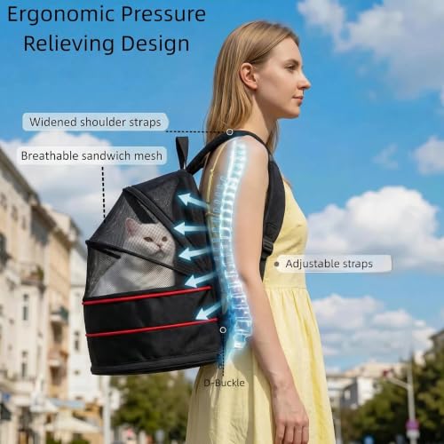 Expandable Cat Carrier Backpack, 2-in-1 Pet Tent for Cats - Image 7