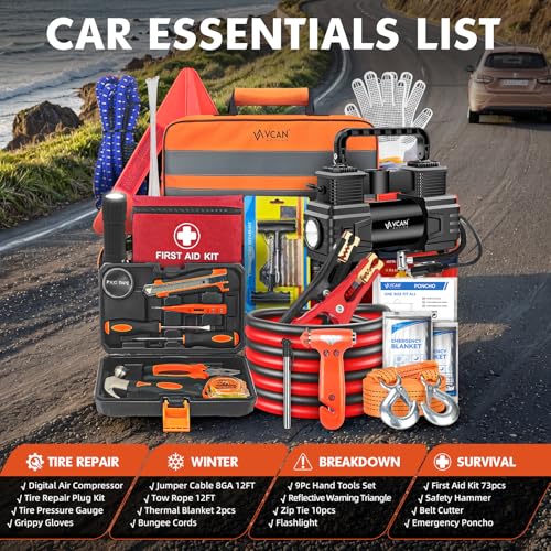 Car Emergency Kit with Portable Air Compressor, First Aid Kit - Image 7