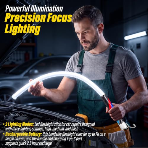 BURMONG Bendable LED Flashlight Stick,29.8" Flexible Mechanic - Image 7