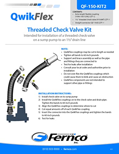 Fernco QwikFlex 24-in. Threaded Sump Pump Check Valve - Image 7
