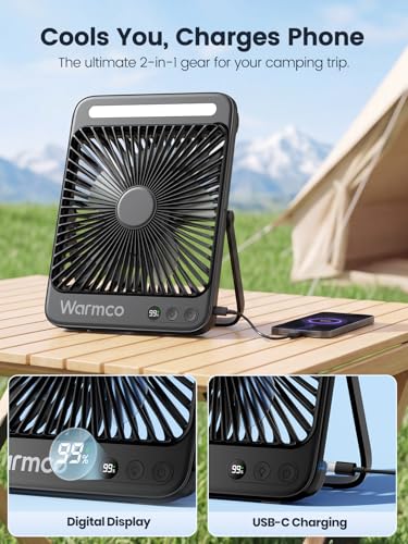 Warmco D4 Battery Powered Camping Fan 20000mAh, LED Lantern - Image 7