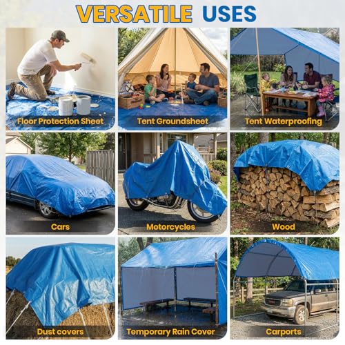Velway Waterproof Tarp 8x10 FT 5 Mil Heavy Duty Poly Tarpaulin - Image 7