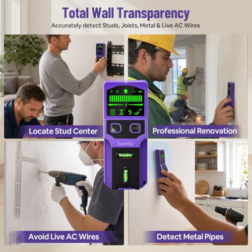 SUNMAY Stud Finder Wall Scanner with Laser Level 7-in-1 - Image 8