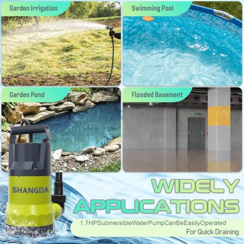 1.7HP Sump Pump Submersible Water Draining Pump, High Flow - Image 8