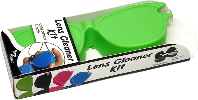 Calabria Kool Klean 2 Pack Eyeglasses Lens Cleaner Kit Pink/Green 15ml Cleaning Spray, White Cleaning Cloth Eyewear Cleaning