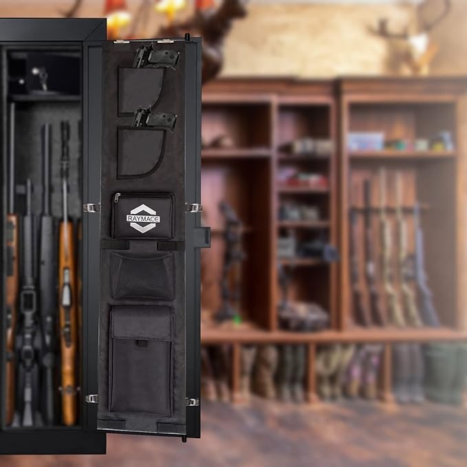 RAYMACE Gun Safe Door Panel Organizer 10.6W*43.5H,Adjustable Width to 13 Inch, Pistols and Documents Storage Solution