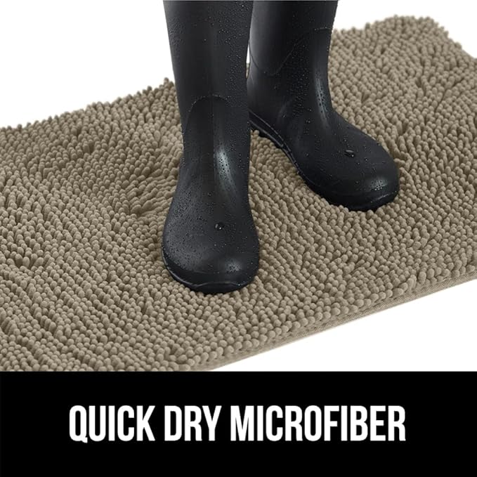GORILLA GRIP SoakSTOPPER Dog Door Mat, 48x30 Machine Washable Rug Absorbent Doormat Captures Moisture Mud Dirt, Quick Dry Soft Chenille Entryway Rugs Indoor Entrance Mats for Dog Paws, Cappuccino