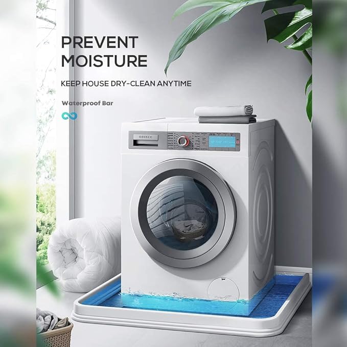 Hi-Na 3ft/5ft/6ft/8ft10ft Collapsible Shower Threshold Water Dam Water Barrier for Shower and Water Stopper Keeps Water Inside Water Threshold for Wet and Dry Separation (8ft, White)