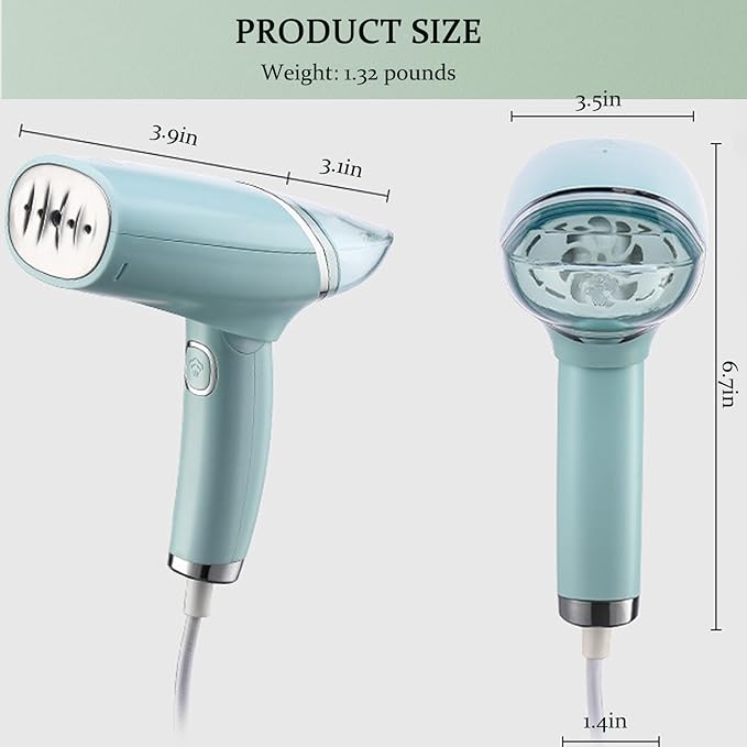 Handheld Clothing Steamer, 1000W Portable Foldable Stainless Steel Panel Steam Iron,A Small Clothing Wrinkle Remover Weighing 1.32 Pounds Suitable for Home, Travel & Office (White)