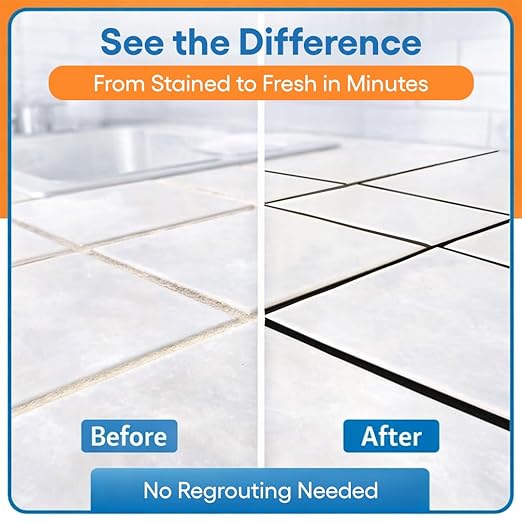 Black Grout Paint Pen Tile Grout Colorant & Sealer Marker, Quick-Dry, Ideal for Bathroom, Shower, Kitchen Tiles Restores Grout Lines, 3 Adjustable Tips (2-3 mm) 2 Pack