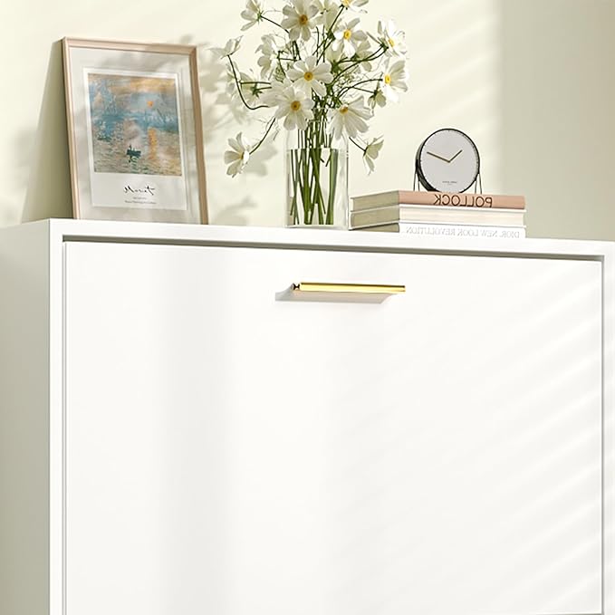 JOZZBY Shoe Storage Cabinet with 3 Flip Drawers, Freestanding Narrow Slim Shoe Organizer Cabinet Rack for Entryway Hallway, Living Room,White