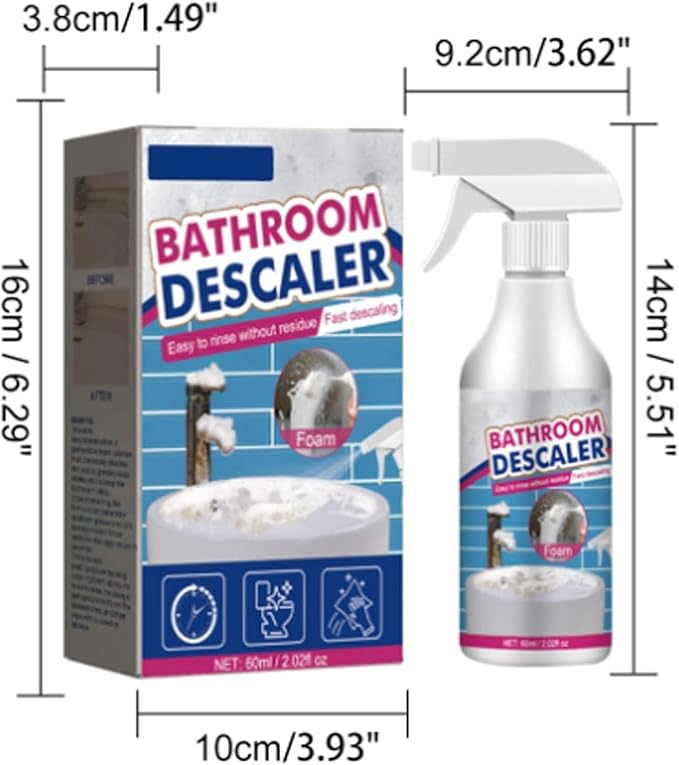 Bathroom Descaler Foam Cleaner, 2025 New Bathroom Descaler Cleaner, Stubborn Stains Cleaner, Limescale Cleaner, All Purpose Rinse Free Cleaning Spray for Bathtub, Sink, Toilet, Tiles (3Pcs)