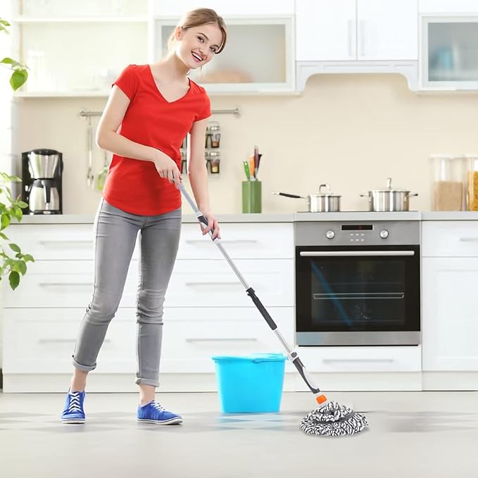 Superio Twist Mop Self Wringing Mop with Scrubber Microfiber Mop for Hardwood, Tile, Laminate Floors -Grey