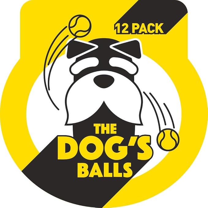 The Dog's Balls Dog Tennis Balls for Dogs, Yellow, 12-Pack - Non-Abrasive Felt Fetch Balls, Tough Rubber Core, Float in Water, Fits Standard Launchers