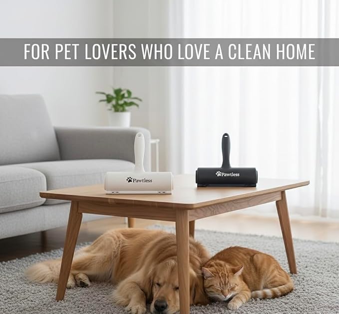Pet Hair Remover Black - Reuseable Dog & Cat Hair Remover for Furniture, Clothes, Carpet, Car interiors- Eco-Friendly Lint Roller with Self-Cleaning Chamber- No Adhesive, No Refills Needed