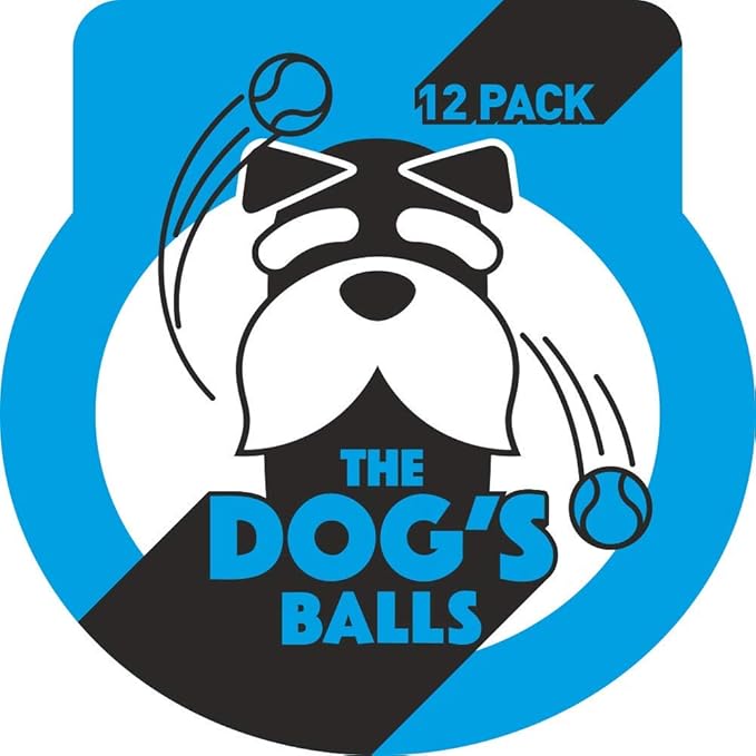 The Dog's Balls Dog Tennis Balls for Dogs, Blue, 12-Pack - Non-Abrasive Felt Fetch Balls, Tough Rubber Core, Float in Water, Fits Standard Launchers